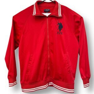 U.S. Polo Assn Red White Blue Track Jacket Sweatshirt Large Logo Men's size XXL